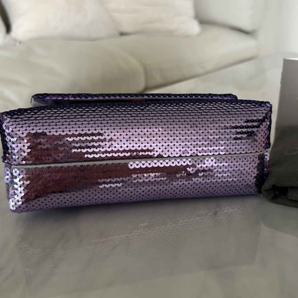 🔥RARE🔥Tom Ford Purple Sequin Clutch with Gold Chain - Picture 5 of 12